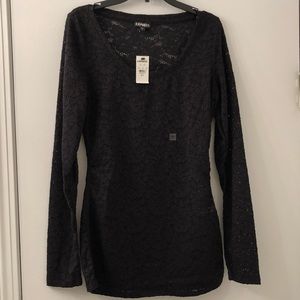 Express Women’s Sz S/P Black Lace Top-NWT